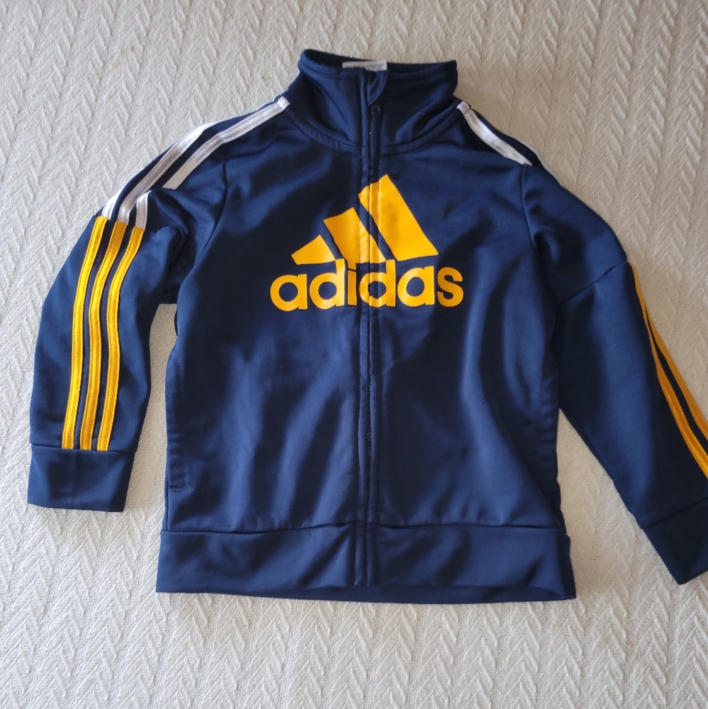 Adidas Kids Navy and Gold Yellow Zip Jacket 24 Month